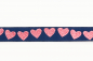 Preview: Webband Herzen dunkelblau/rosa Glitzer (1 m)